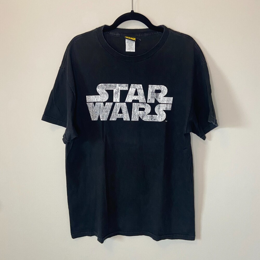 Stars Wars Logo Black Tee Shirt Size Large